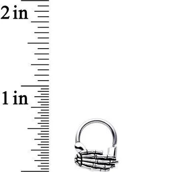 14 Gauge Stainless Steel Spooky Skeleton Hand Septum Clicker