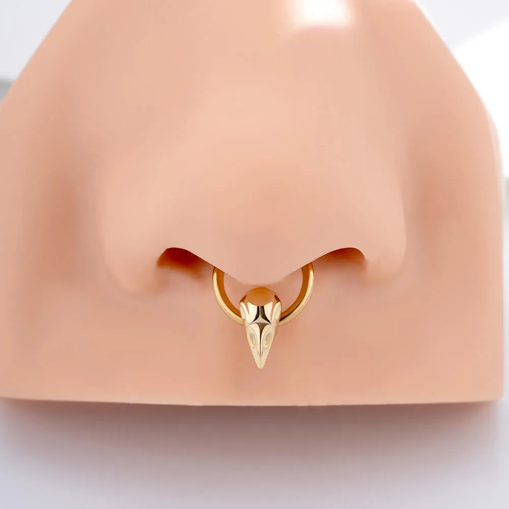 16G Bird Head Skull Hinged Segment Septum Ring