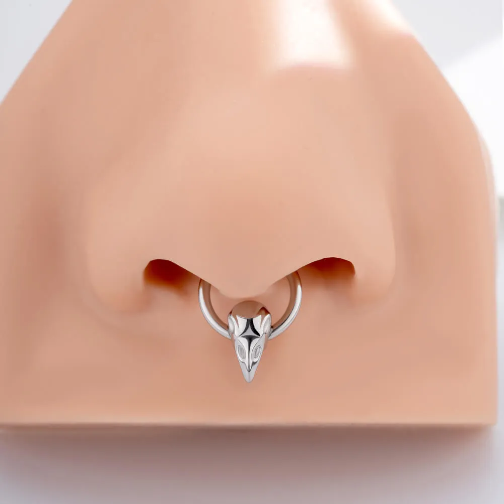 16G Bird Head Skull Hinged Segment Septum Ring