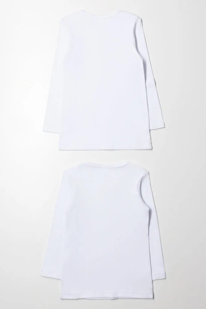 2 Pack Long Sleeve Vests White