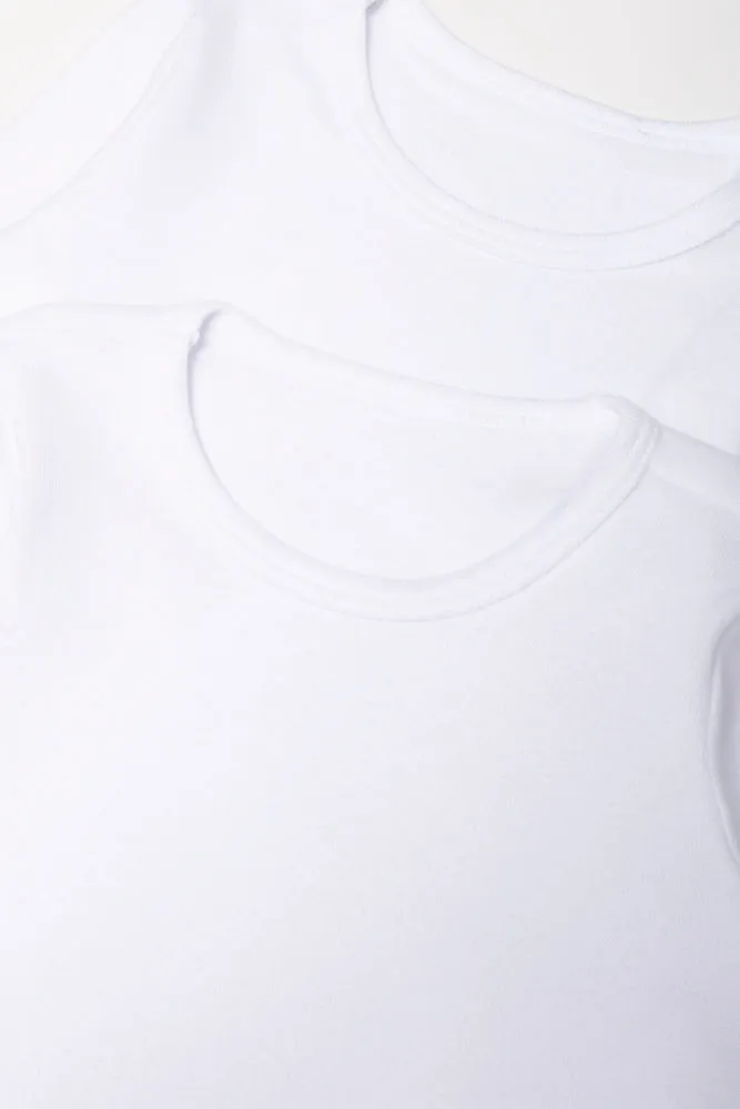 2 Pack Long Sleeve Vests White