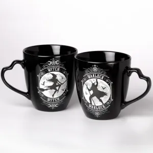 Alchemy Gothic CM1 Witch & Warlock Mug Set Black Coffee Tea