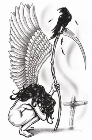 Angel of Death Gothic Temporary Tattoo