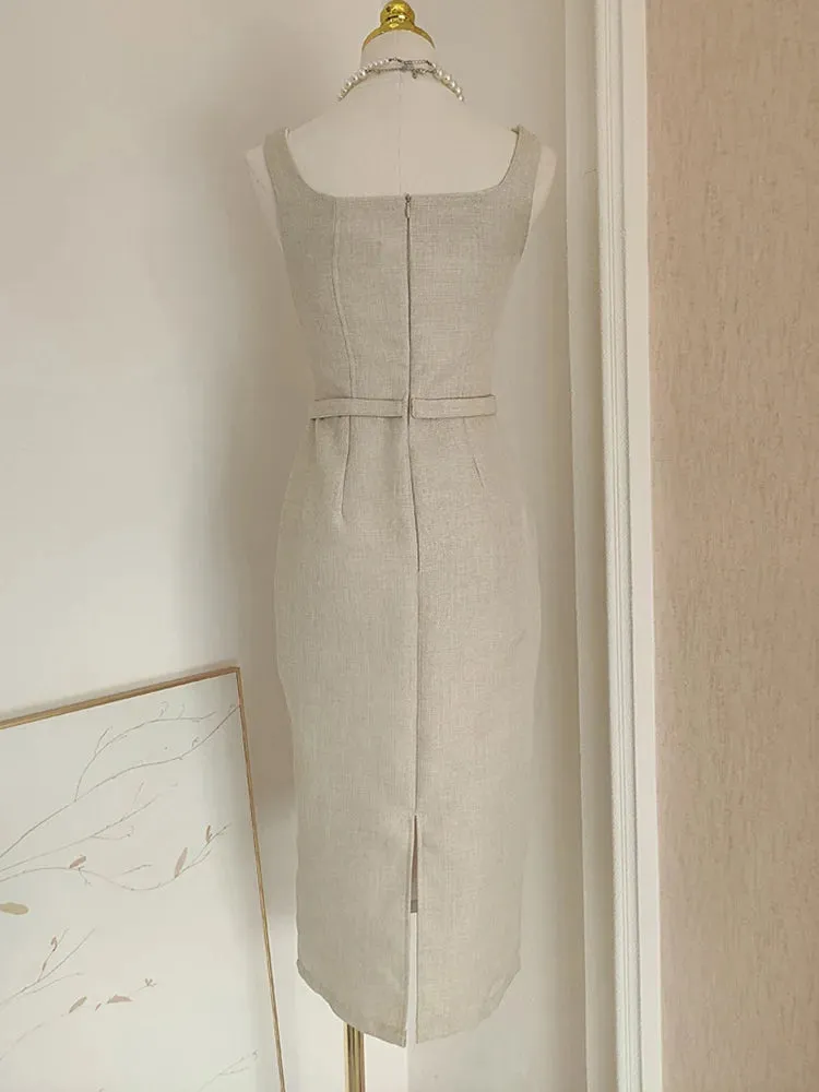 Annais French Elegant Flower Embroidery Sling Dress
