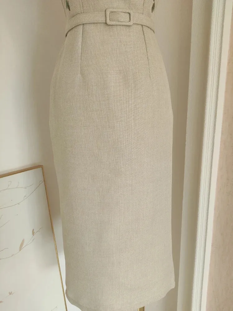 Annais French Elegant Flower Embroidery Sling Dress