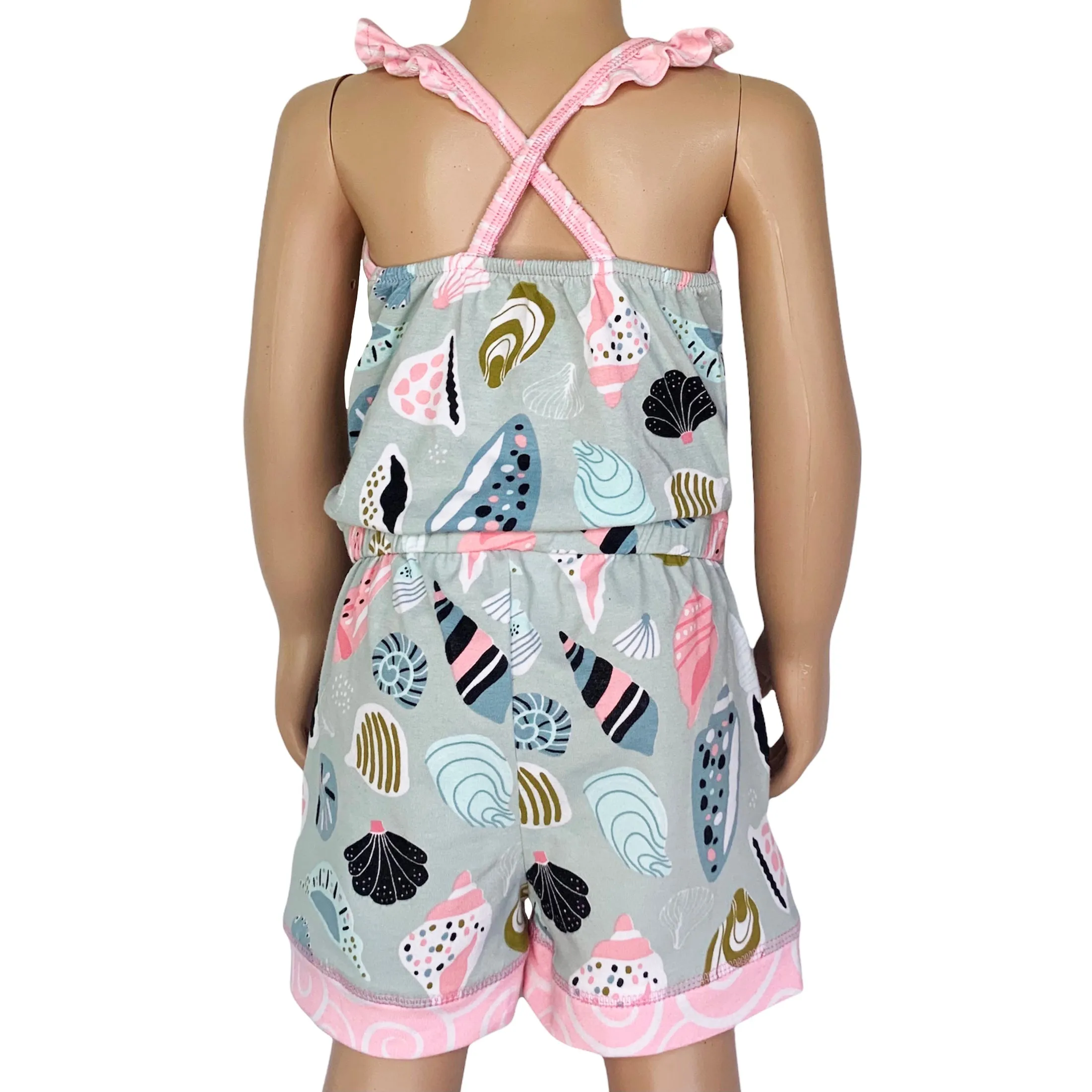 AnnLoren Girls Boutique Shells by the Seashore Jumpsuit Spring/Summer Romper