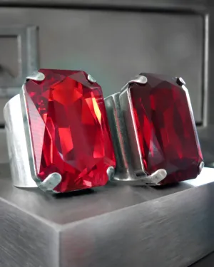 ARISTOCRAT - Large Red Crystal Ring - Bright Red or Wicked Dark Red