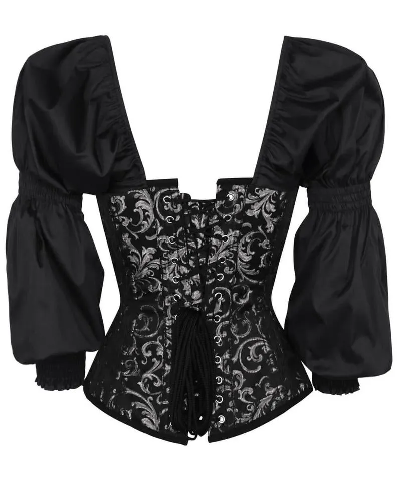 Asmus Gothic Silver Corset with Attached Sleeve