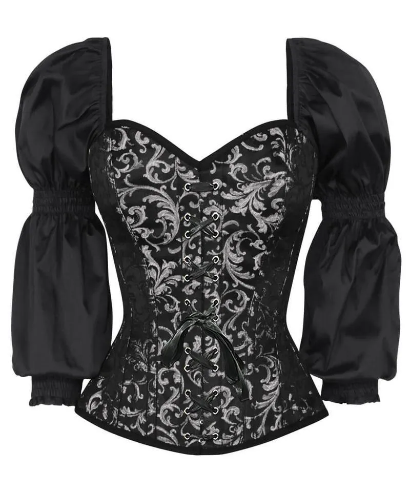 Asmus Gothic Silver Corset with Attached Sleeve