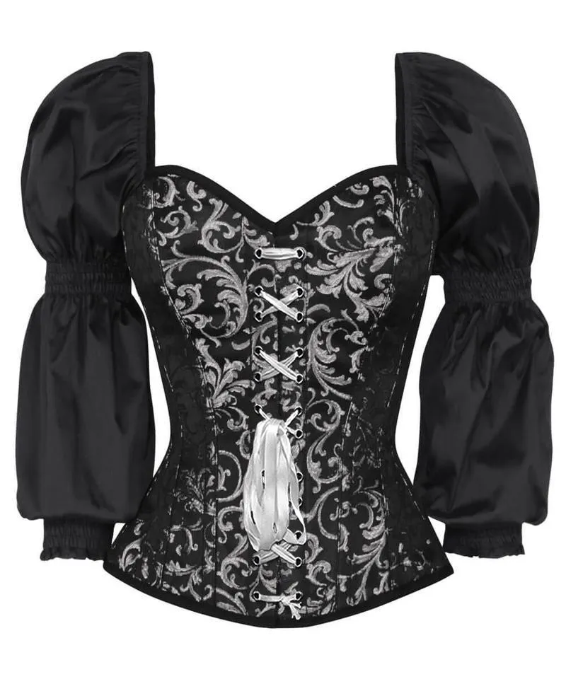 Asmus Gothic Silver Corset with Attached Sleeve
