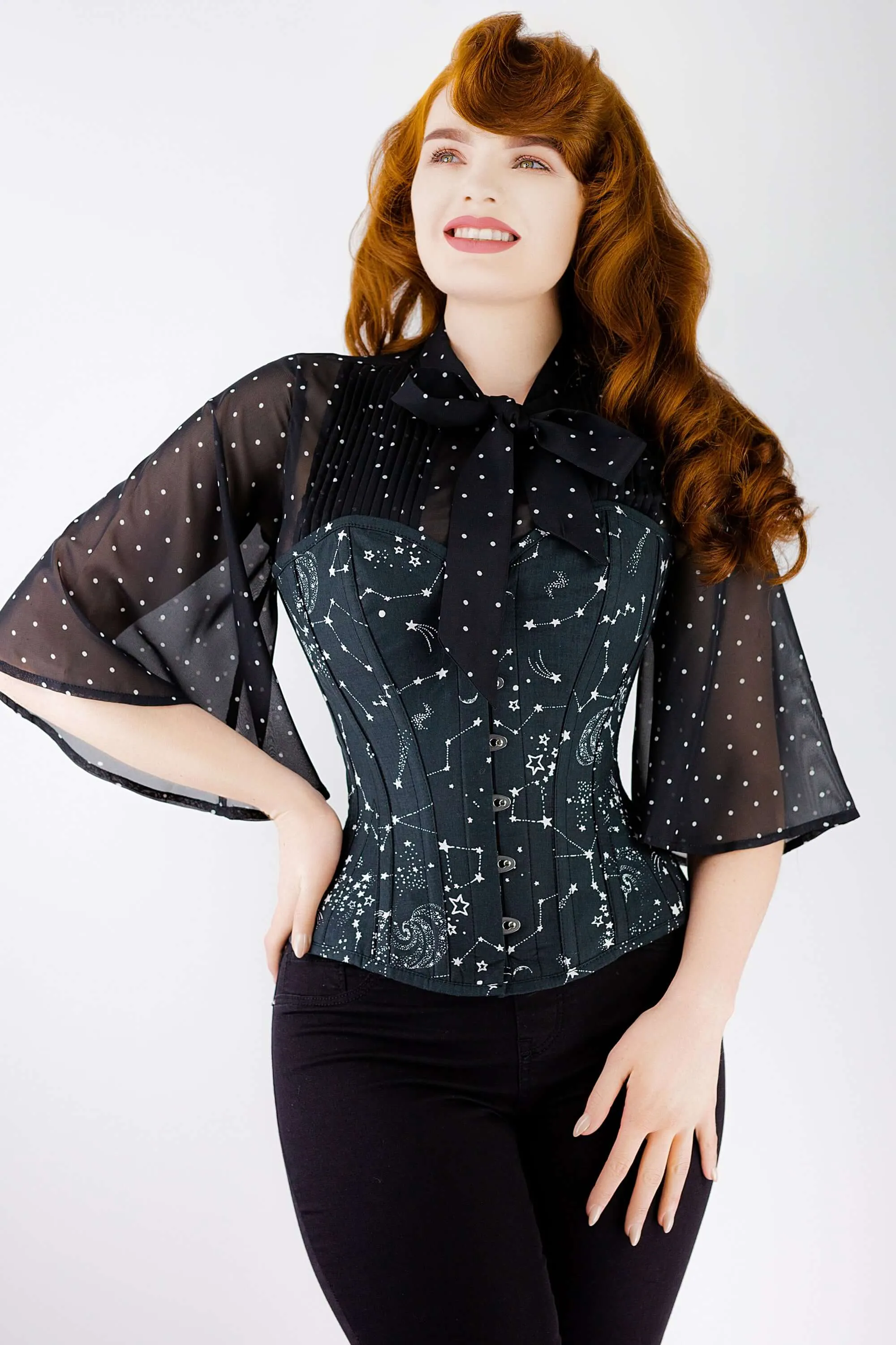 Astronomy Black Overbust Cotton Corset