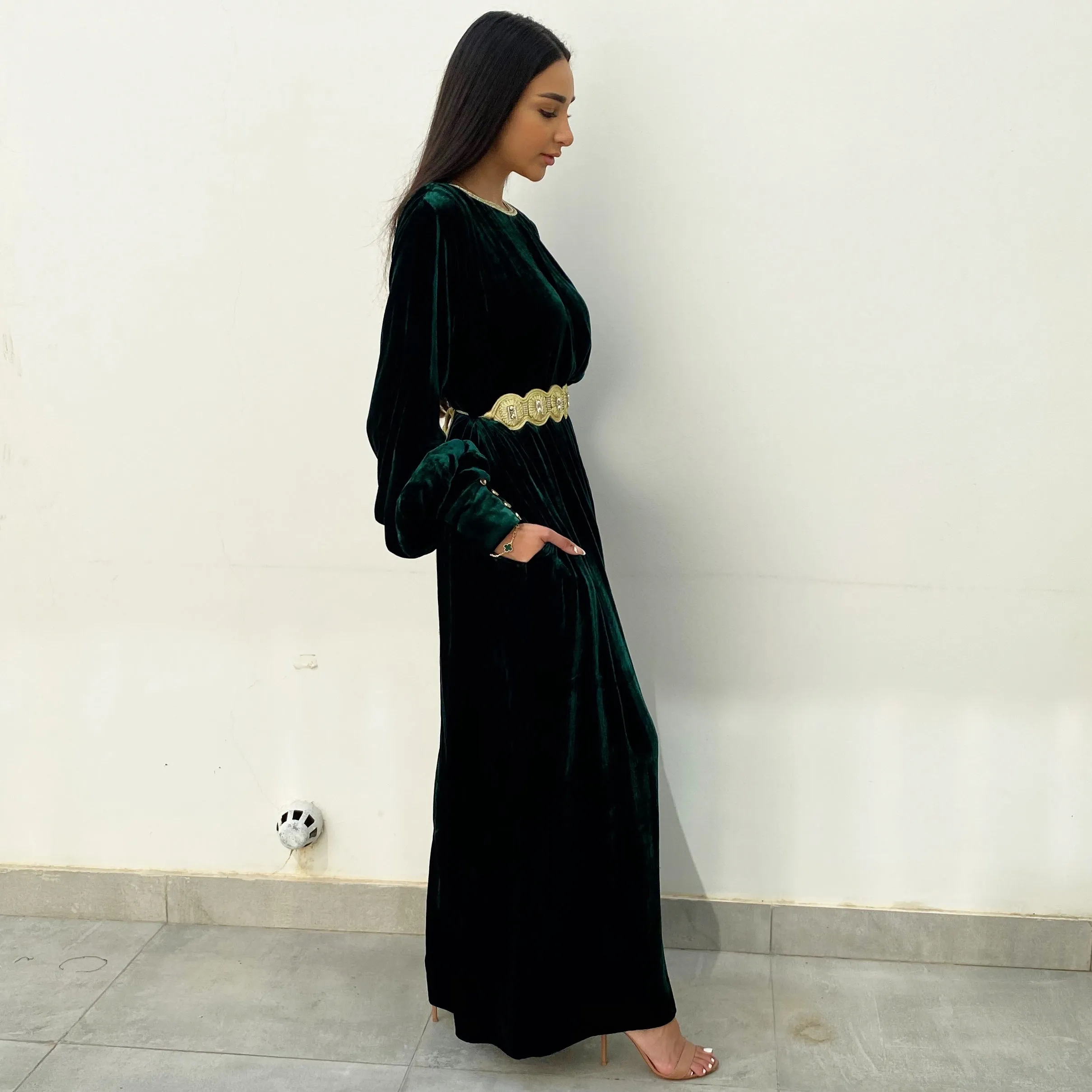 AW20 EMERALD GREEN SILK VELVET JUMPSUIT