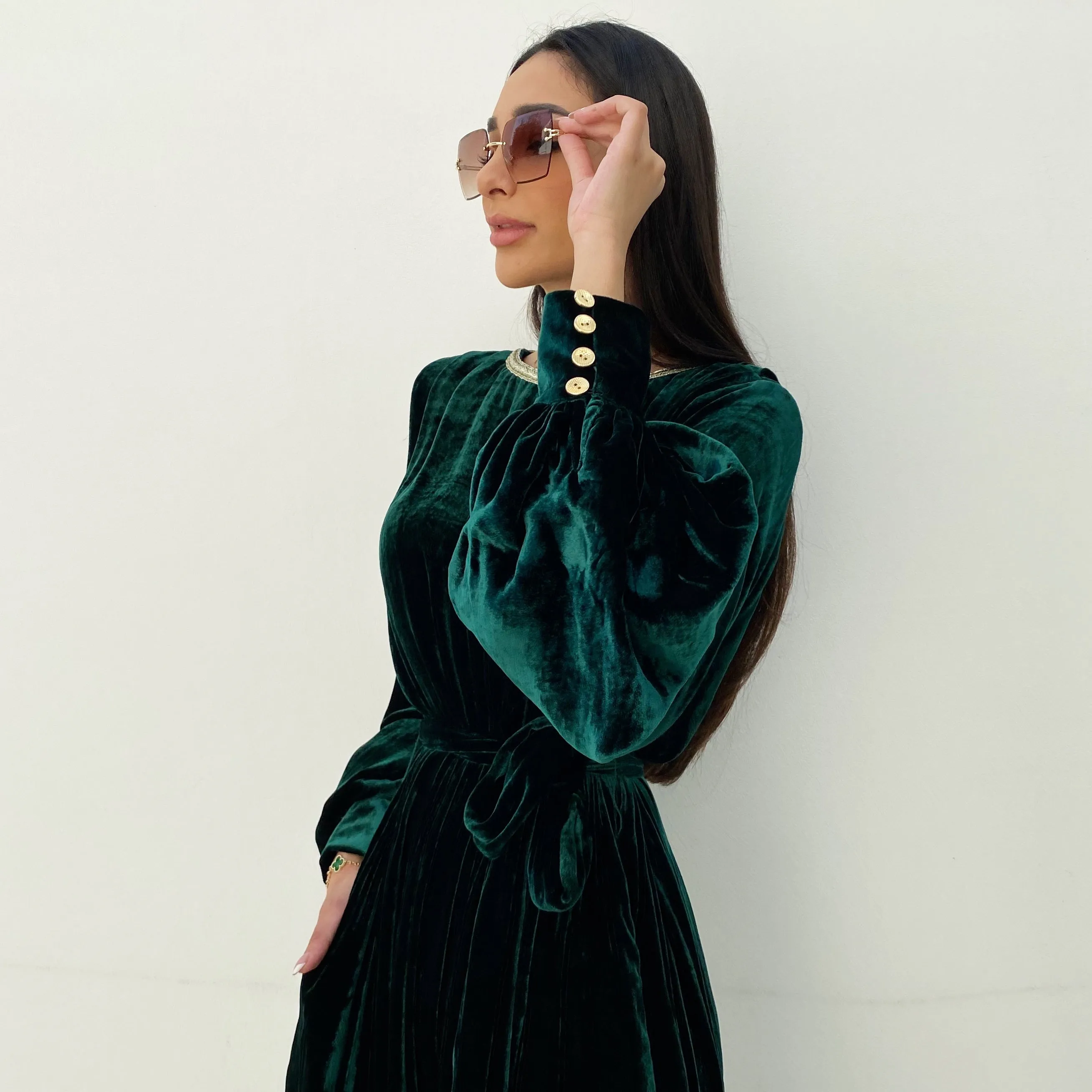 AW20 EMERALD GREEN SILK VELVET JUMPSUIT