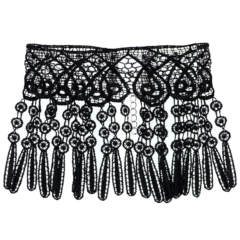 Black Fringe Lace Choker Necklace