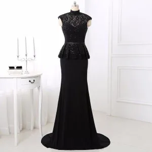 Black Lace High Neck Prom Dress