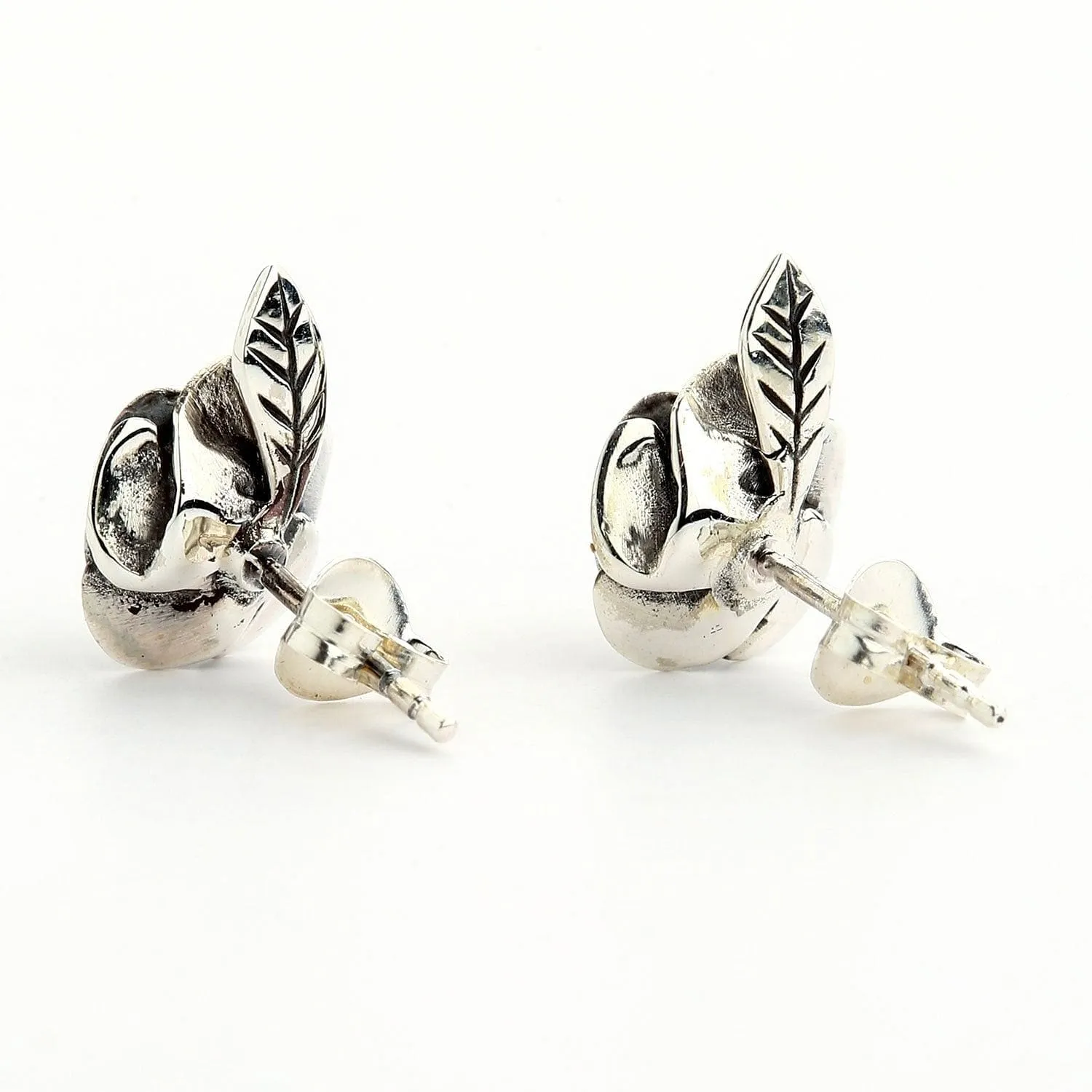 Black Rose Sterling Silver Stud Earrings