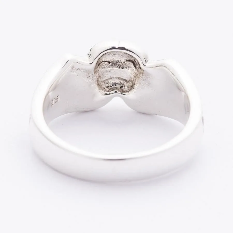 Black Stones Tribal Skull Sterling Silver Gothic Ring