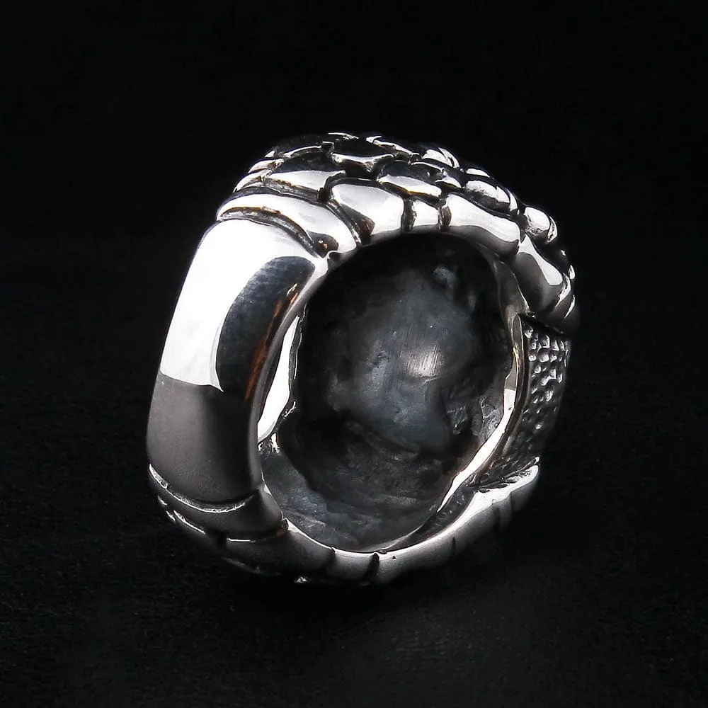 Blue Eyeball Claw Sterling Silver Gothic Ring