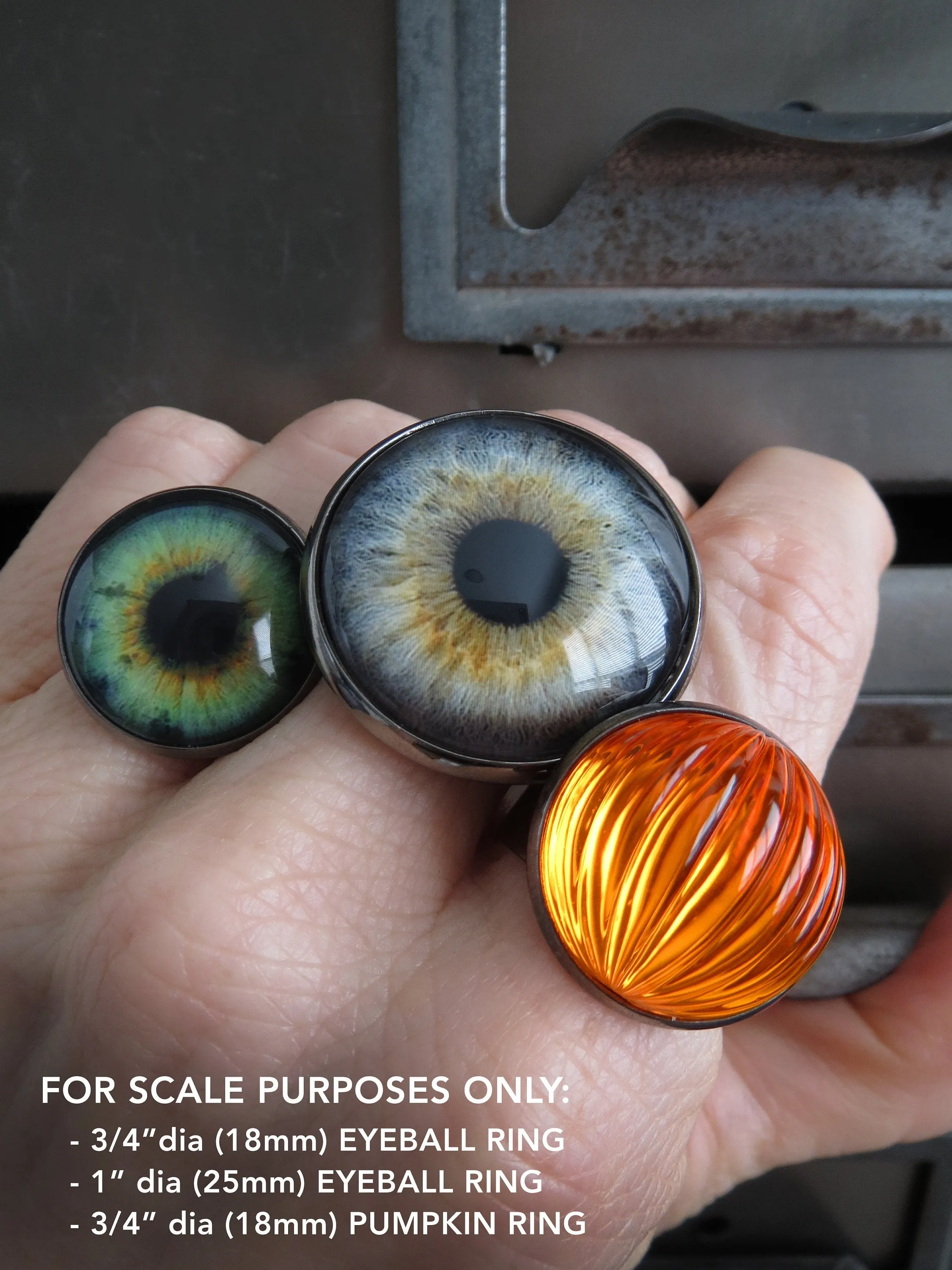 Blue Eyeball Ring with Brown Flecks - 2 Sizes