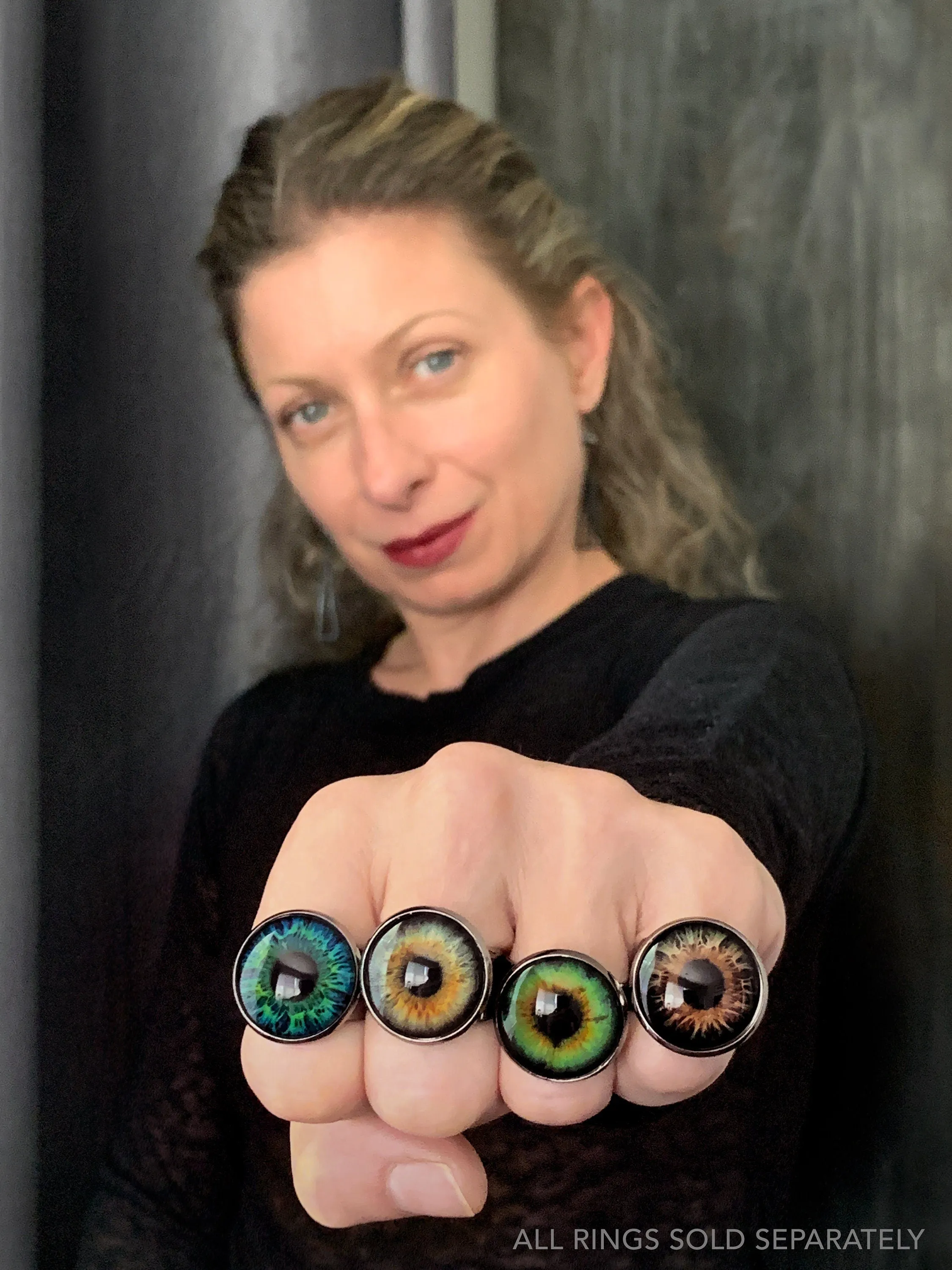 Blue Eyeball Ring with Brown Flecks - 2 Sizes