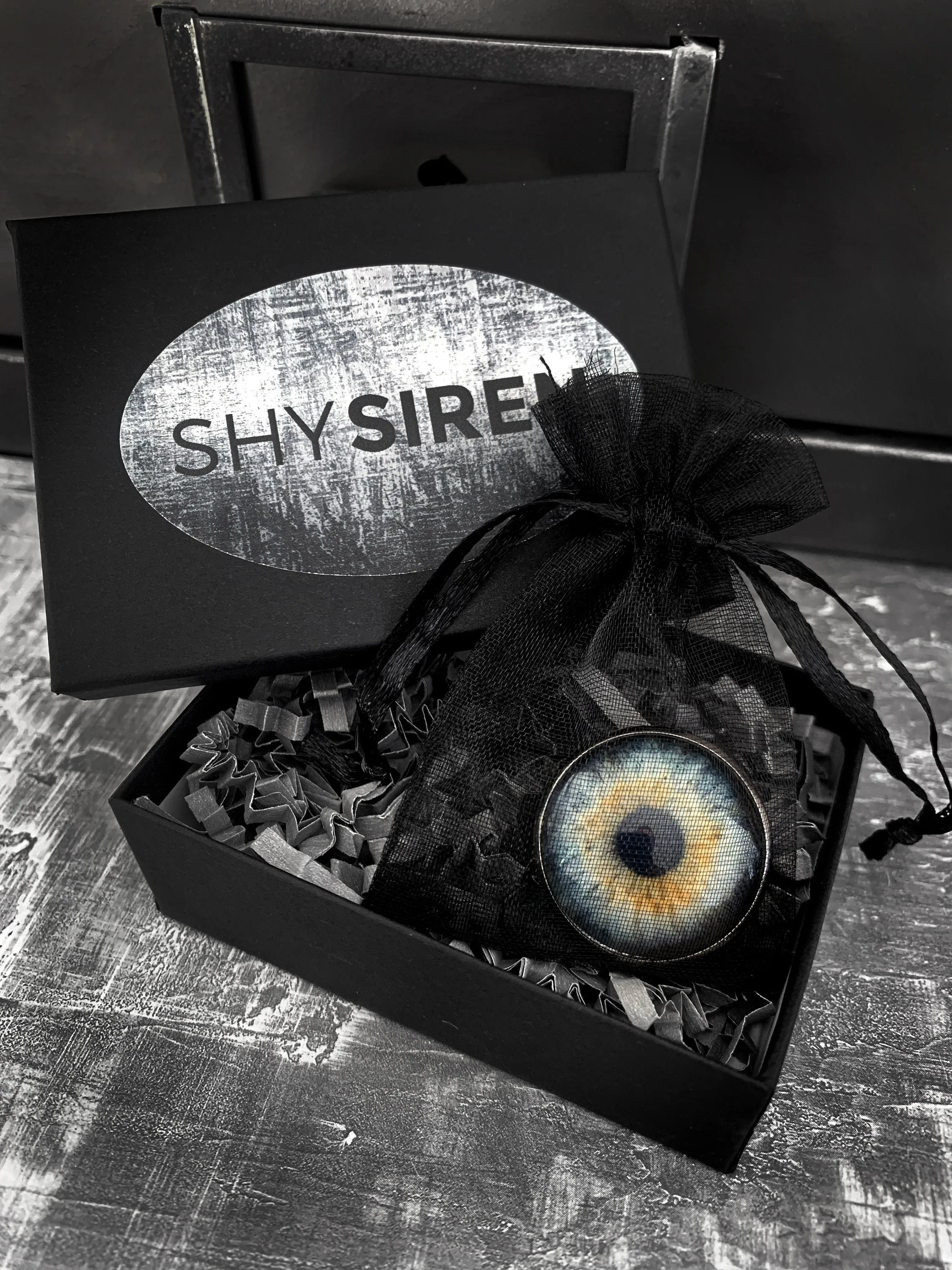 Blue Eyeball Ring with Brown Flecks - 2 Sizes