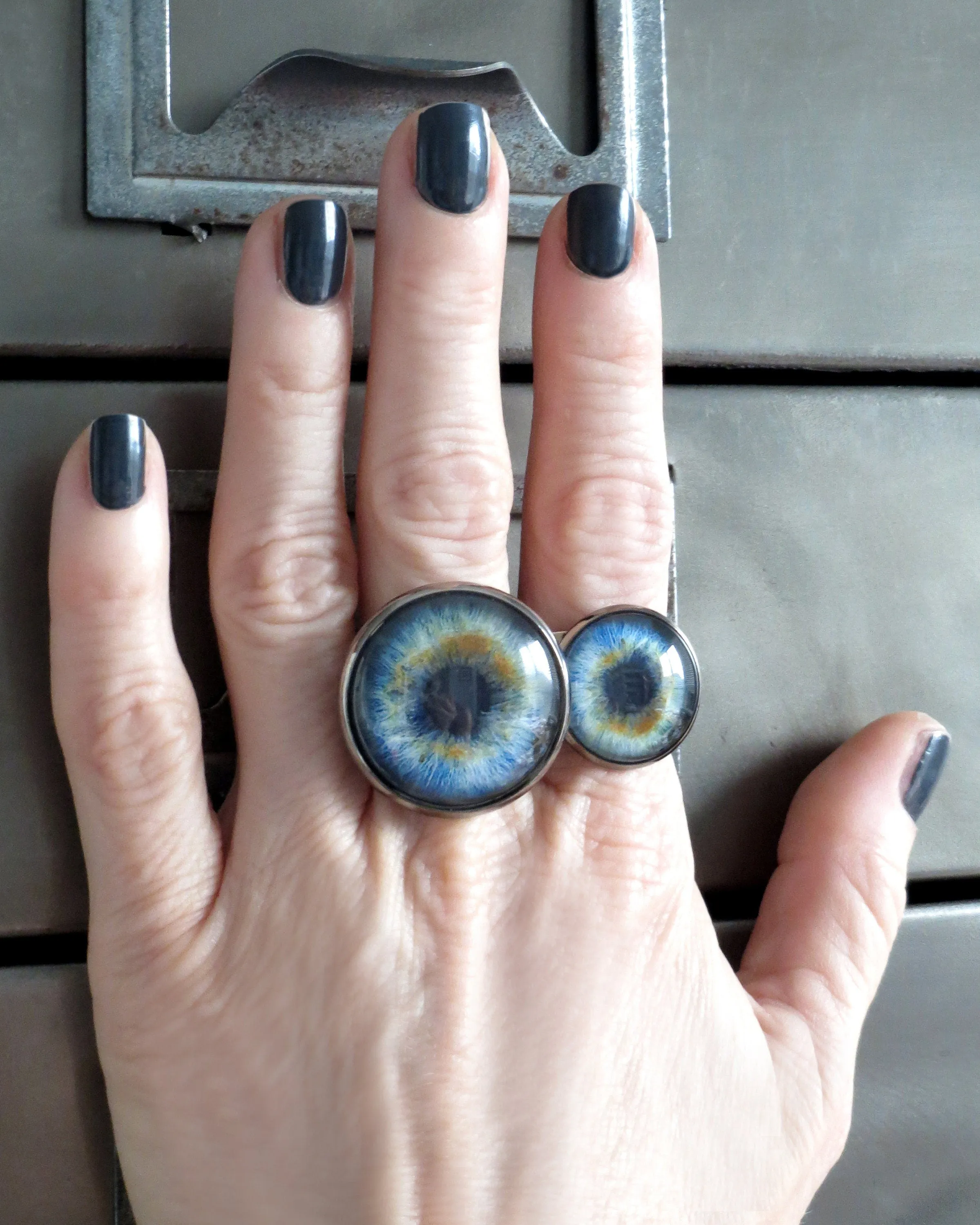 Blue Eyeball Ring with Brown Flecks - 2 Sizes