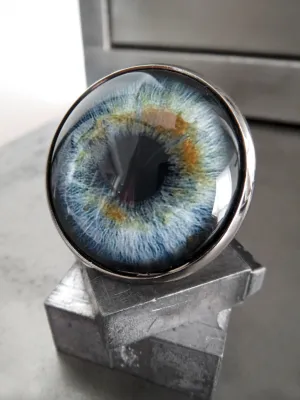 Blue Eyeball Ring with Brown Flecks - 2 Sizes