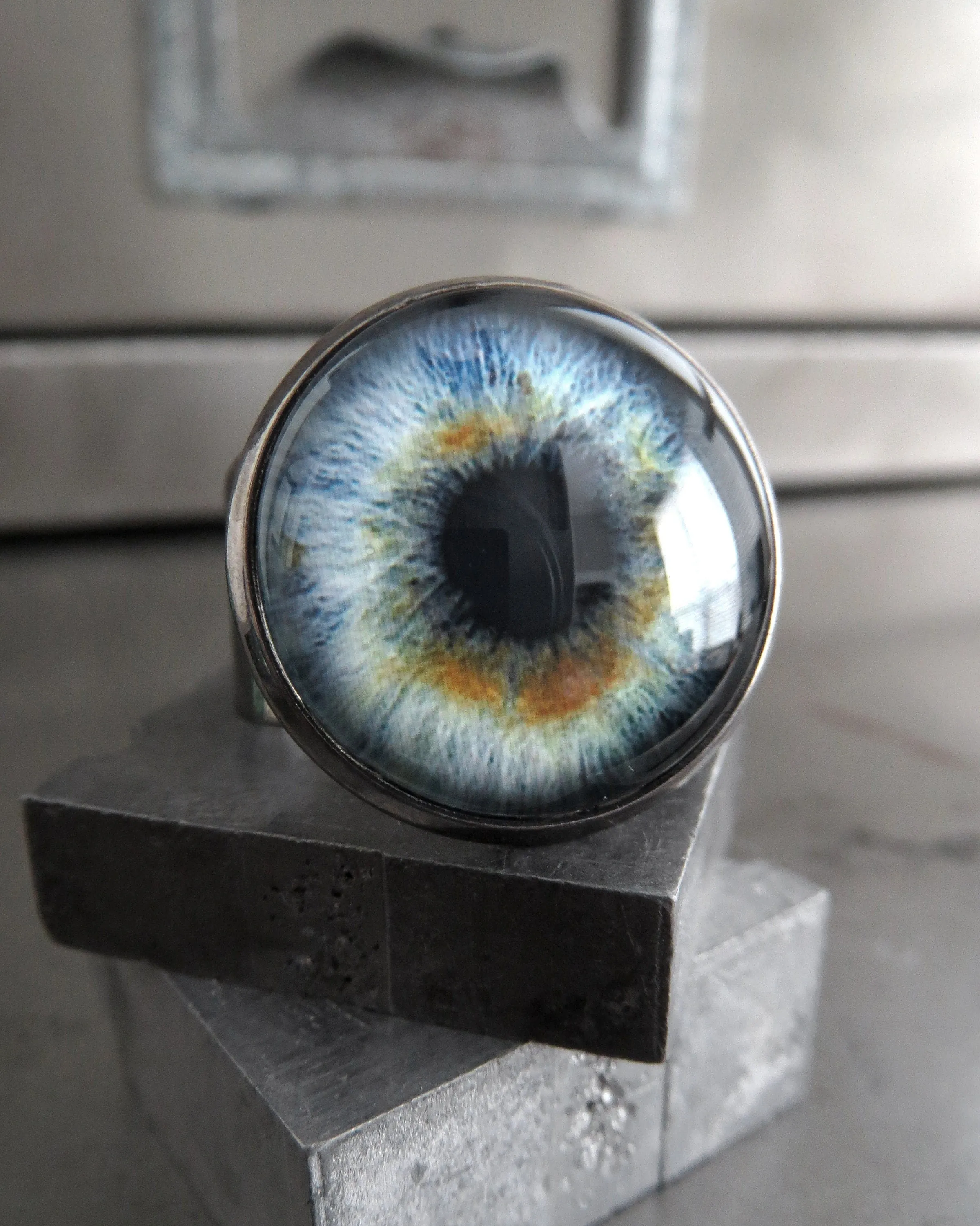 Blue Eyeball Ring with Brown Flecks - 2 Sizes