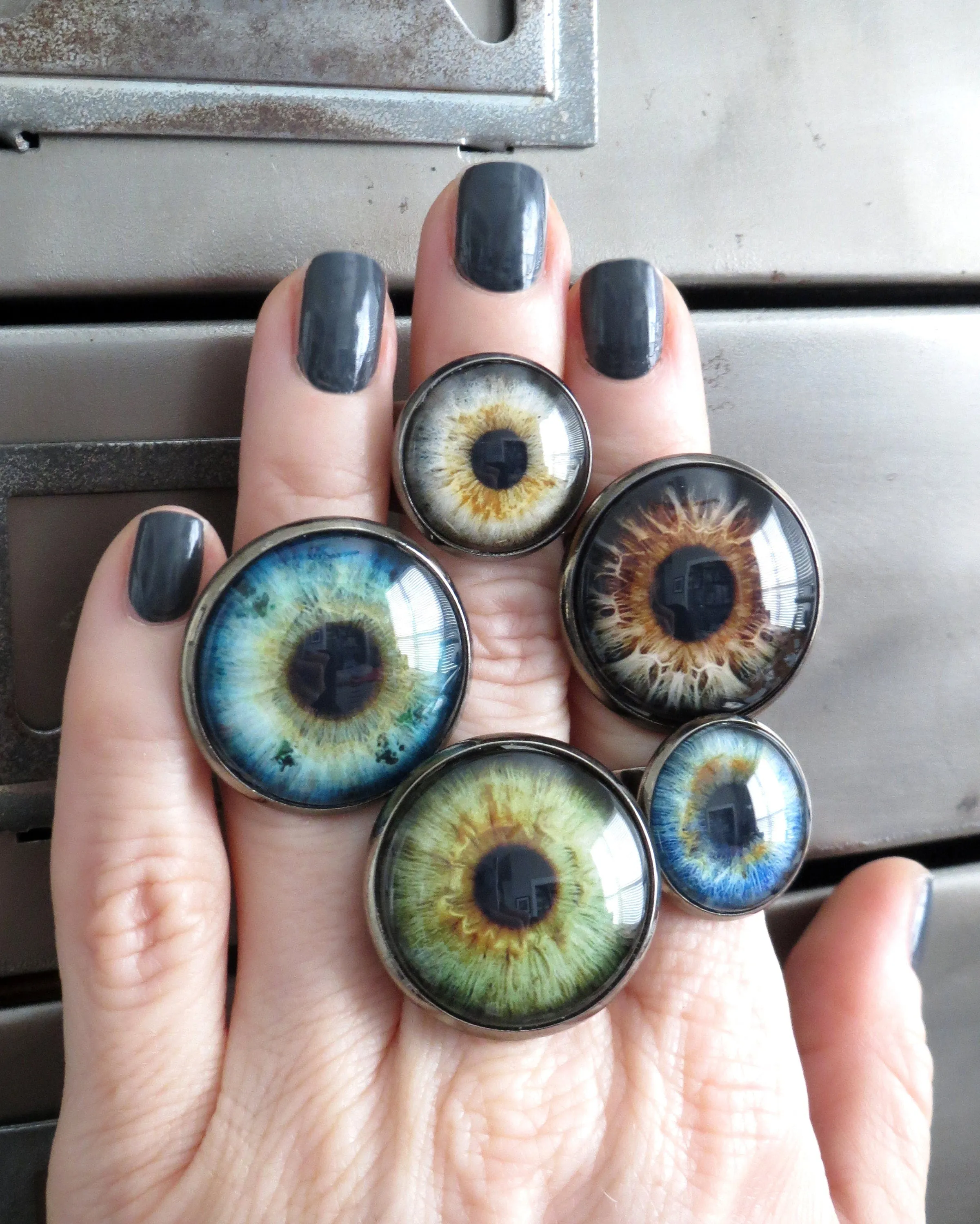 Blue Eyeball Ring with Brown Flecks - 2 Sizes