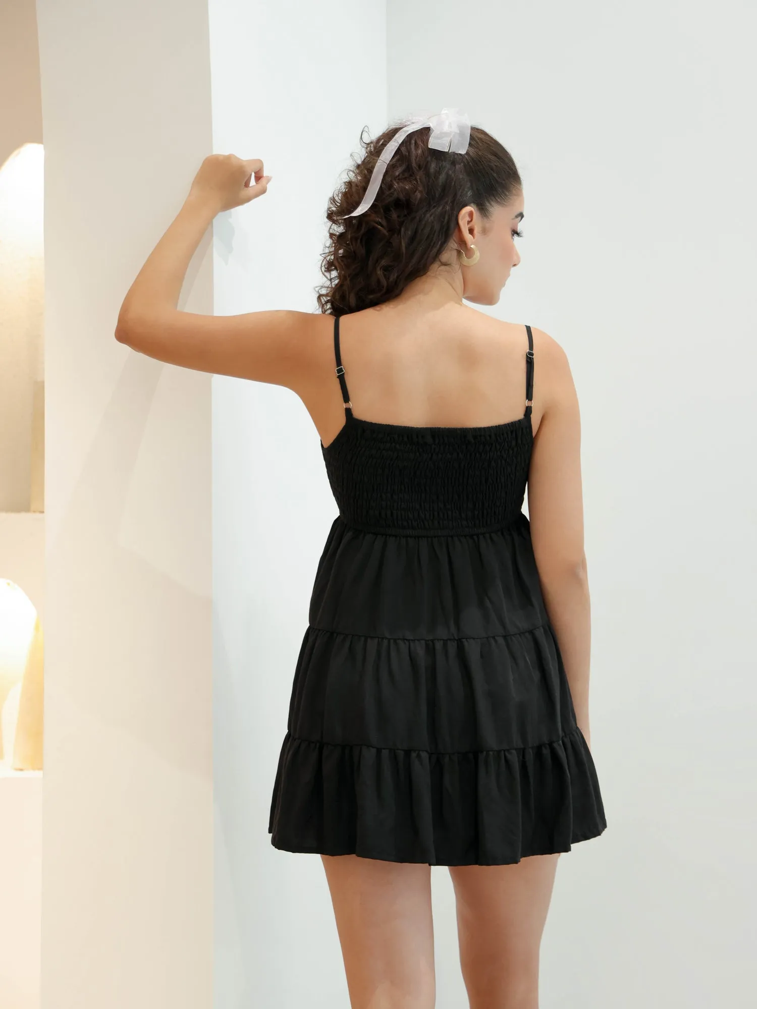 Bustier Detailed Tie Up Mini Dress