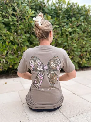 Camo Bow Heather Short Sleeve Tee by Simply Southern