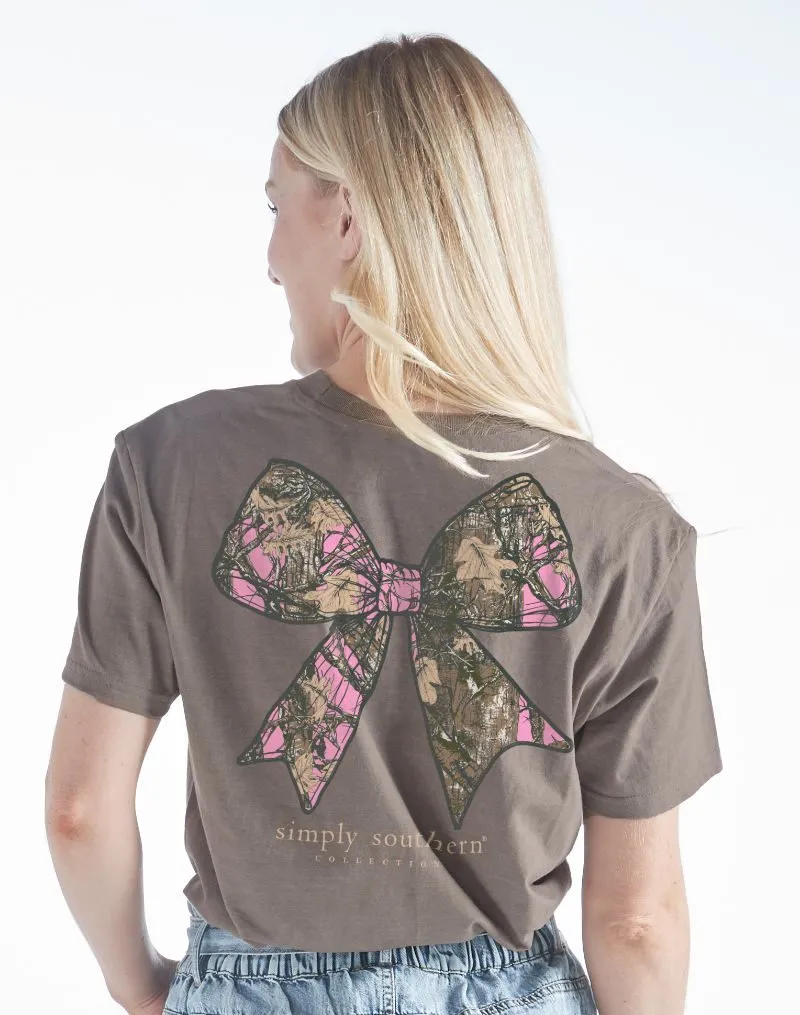 Camo Bow Heather Short Sleeve Tee by Simply Southern
