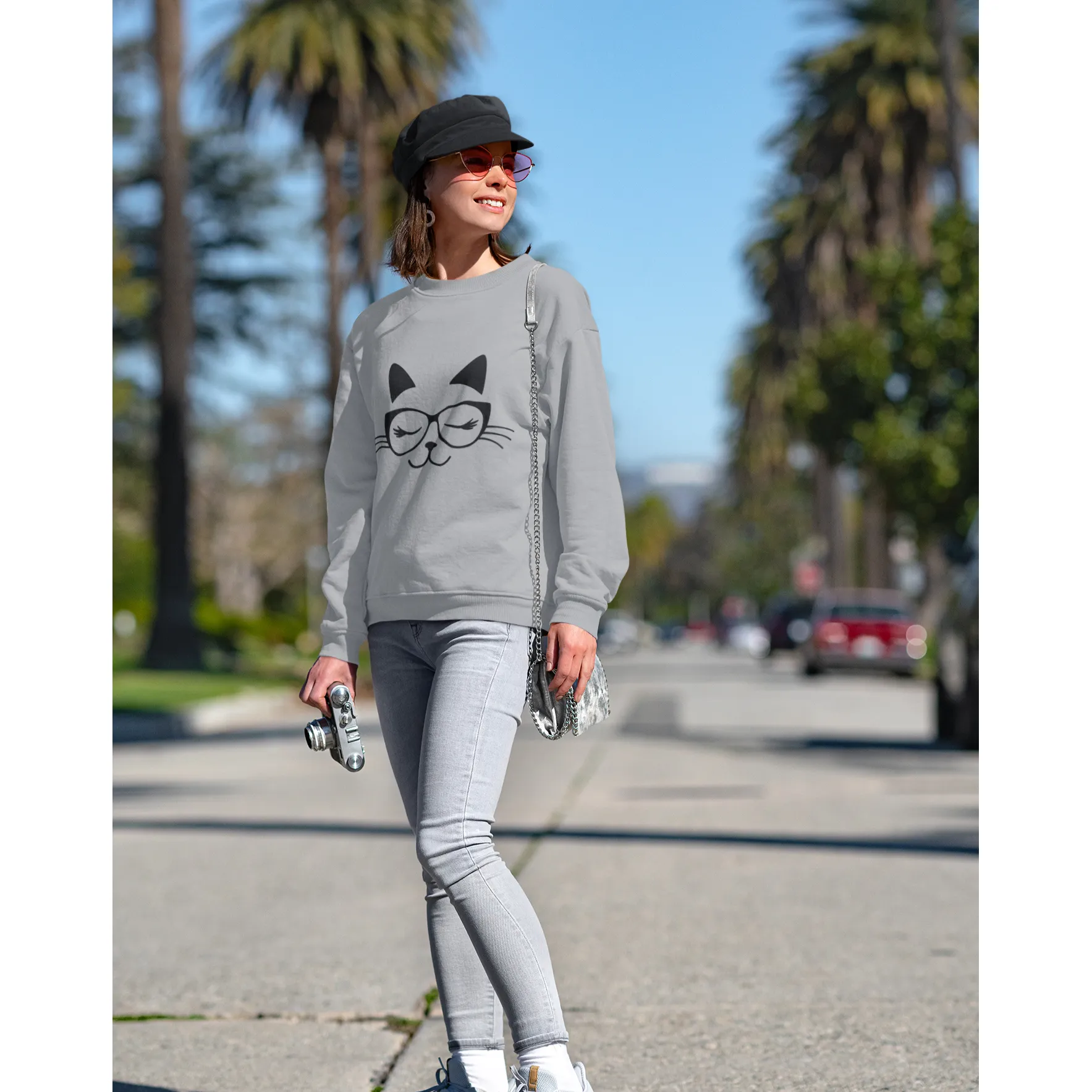 Cat With Glasses Sweatshirt