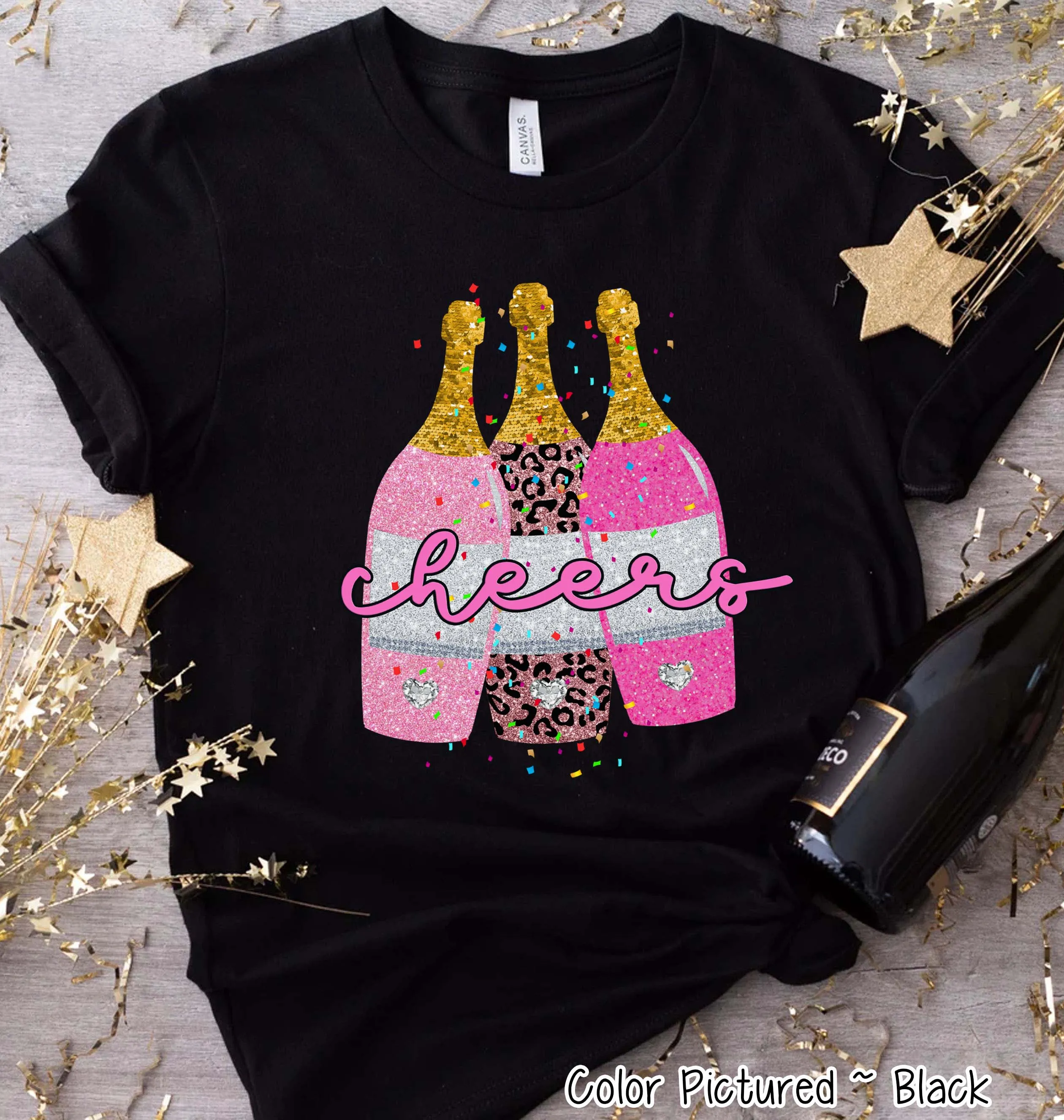 Champagne Cheers New Year Tee or Sweatshirt