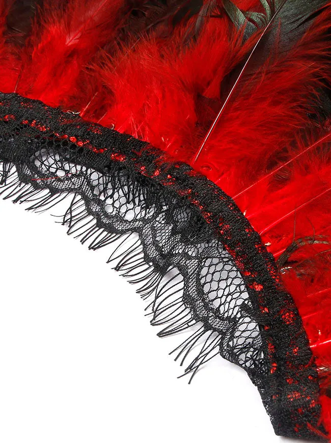 Charmian Costume Accessories Gothic Shrug Wrap Feather Shawl with Lace Cape
