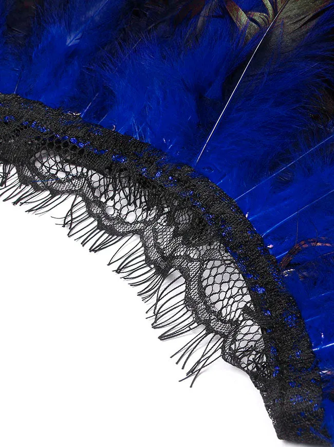 Charmian Costume Accessories Gothic Shrug Wrap Feather Shawl with Lace Cape