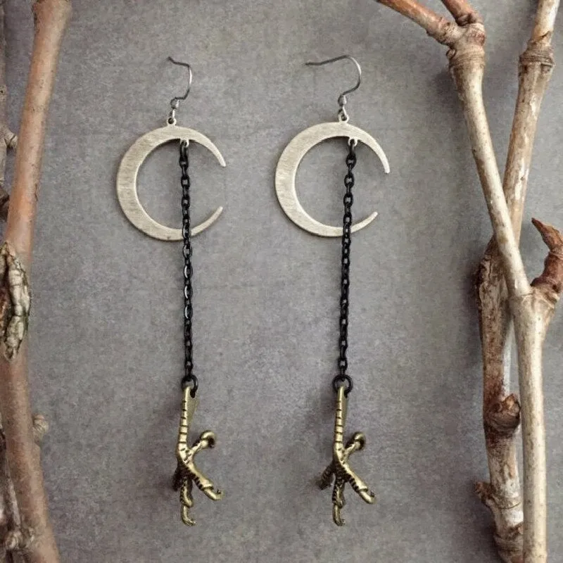 Claw Witch'sThe Beast Comes At Night Moon Earrings Crescent Darkly The Sacred Punk Handmade Statement Jewelry Goth
