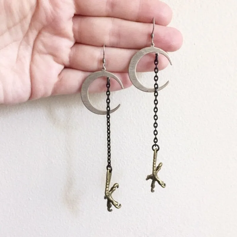 Claw Witch'sThe Beast Comes At Night Moon Earrings Crescent Darkly The Sacred Punk Handmade Statement Jewelry Goth
