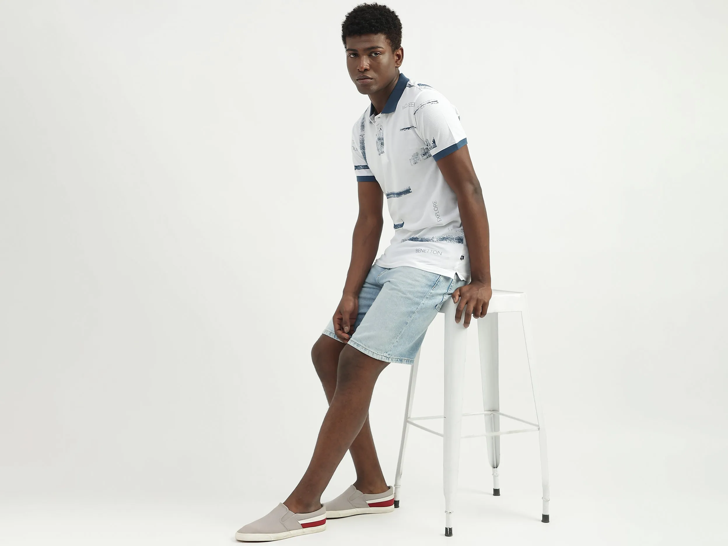 Cotton Printed Polo Collar Mens T-shirts
