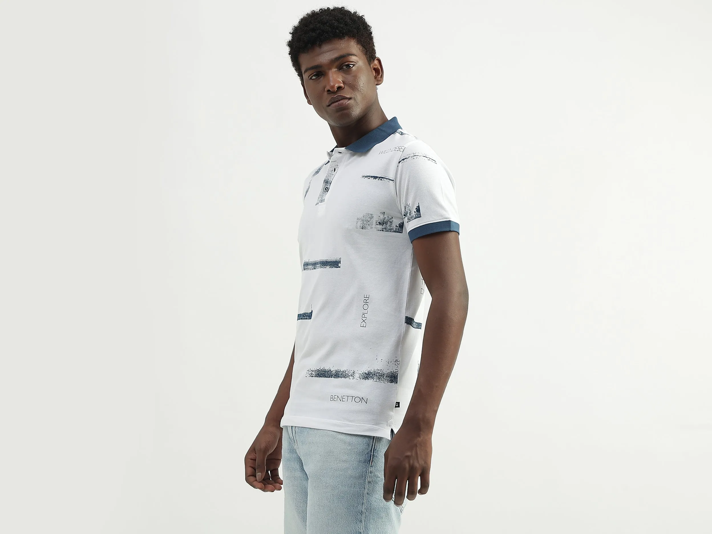 Cotton Printed Polo Collar Mens T-shirts