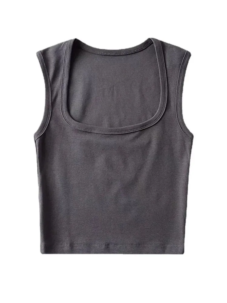 Crop Summer Tops Deep 2025 New-year sale Vest Fashion Camis Sexy Vests Collar Square Sling Women&#8217;s On-demand delivery New