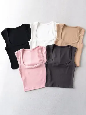 Crop Summer Tops Deep 2025 New-year sale Vest Fashion Camis Sexy Vests Collar Square Sling Women&#8217;s On-demand delivery New