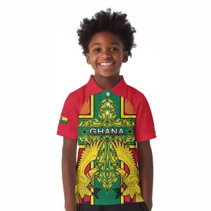 Custom Ghana Kid Polo Shirt with Cross of Saint George and Tawny Eagles LT01