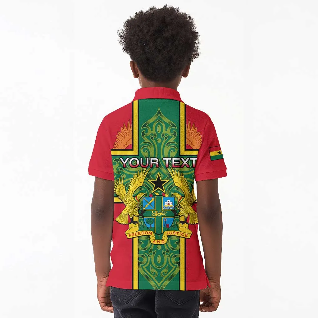 Custom Ghana Kid Polo Shirt with Cross of Saint George and Tawny Eagles LT01