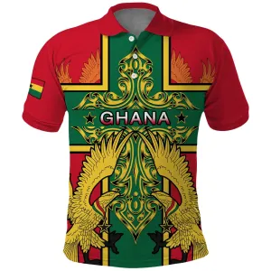 Custom Ghana Polo Shirt with Cross of Saint George and Tawny Eagles LT01