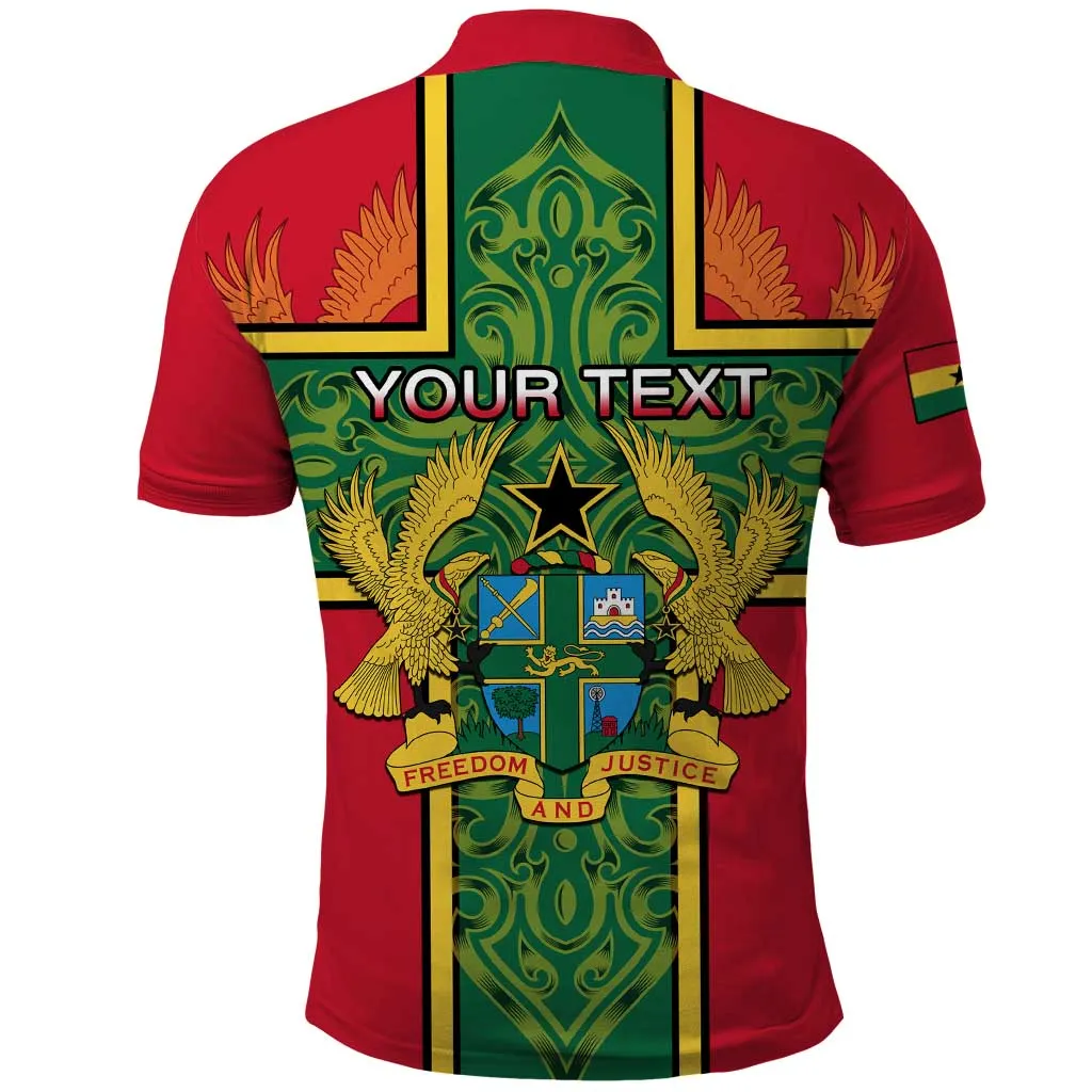 Custom Ghana Polo Shirt with Cross of Saint George and Tawny Eagles LT01