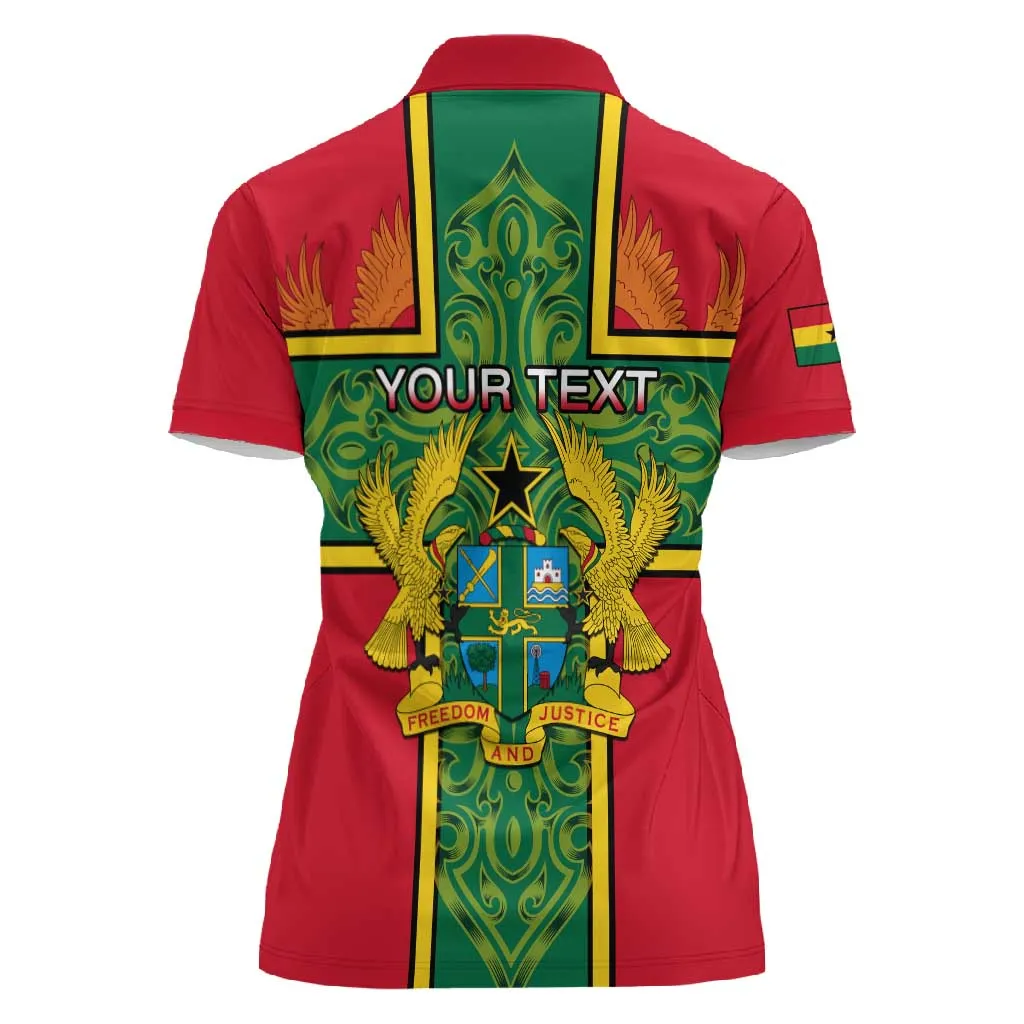 Custom Ghana Women Polo Shirt with Cross of Saint George and Tawny Eagles LT01