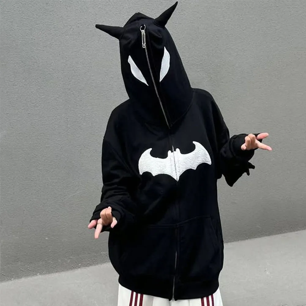 🔥Dark Goth Bat Embroidery Hoodie