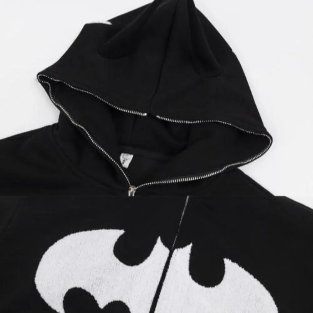 🔥Dark Goth Bat Embroidery Hoodie