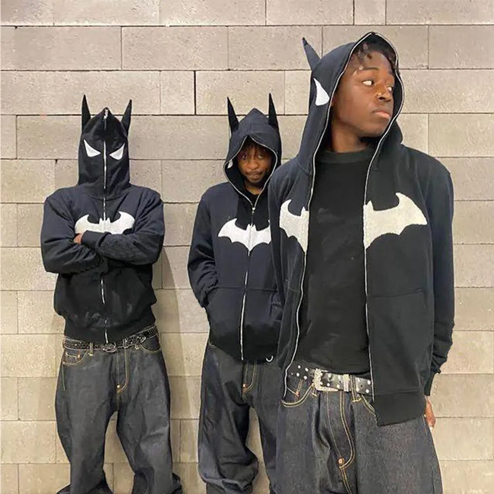 🔥Dark Goth Bat Embroidery Hoodie